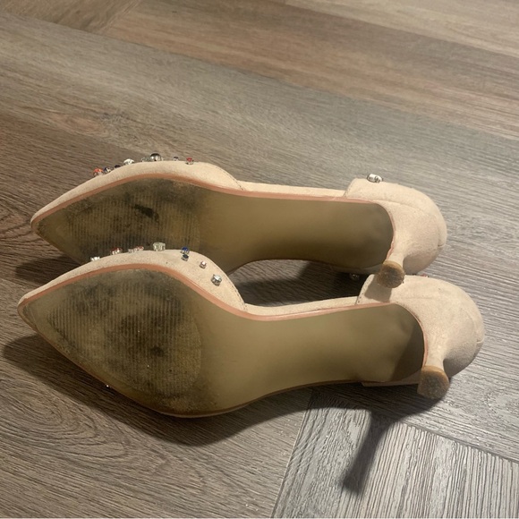 Betsey Johnson Bejeweled Kitten Heels Nude Rainbow Gems - Picture 6 of 6